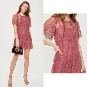 Topshop Velvet Studded Lace Dress